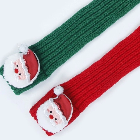 Christmas Pet Scarf Knitted Yarn Cartoon Reindeer Santa Claus Warm Scarf For Cats Dogs Holiday Decoration Puppy Accessories