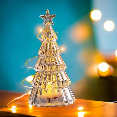 Mini Glowing Crystal Christmas Tree Tabletop Decoration LED Night Light For Creative Children Christmas Gift Home Festive Party Ornament