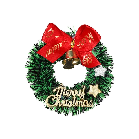 Mini Weihnachtskranz Aufhänger Dekoration Mit Satin Schleife Goldene Glocke Merry Christmas Schild Stern Festlicher Baumschmuck