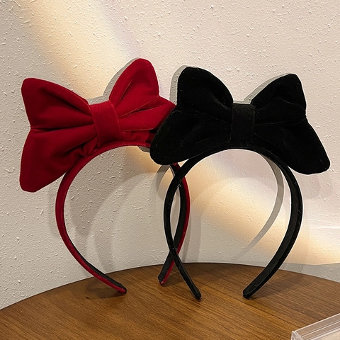 Weihnachten Samt Große Schleife Haarreif Für Damen Mädchen Retro Weinrot Schwarz Haarschmuck Festival Party Geschenk