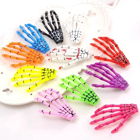 Halloween Skeletthand Haarspangen Kunststoff Geisterklaue Knochen Haarnadeln Gothic Grusel Party Haarschmuck Damen Mädchen