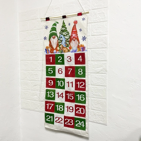 Christmas Advent Calendar Fabric Gnome Hanging Countdown Calendar For Home Holiday Wall Decoration Venue Layout Ornament