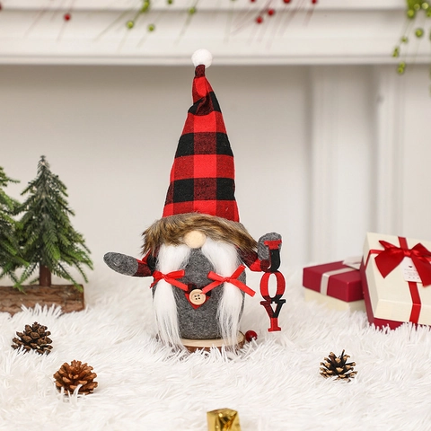 Nórdico Navidad Gnomo Muñeca Sin Rostro Rudolph Enano Juguete Peluche Cuadros Búfalo Joy Xmas Adornos Para Hogar Festivo Vacaciones Fiesta Decoración