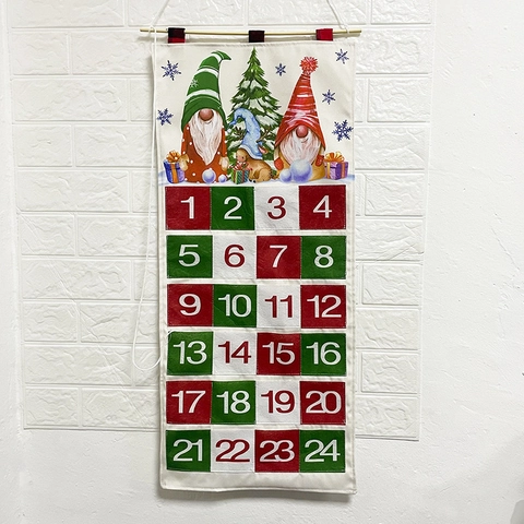 Christmas Advent Calendar Fabric Gnome Hanging Countdown Calendar For Home Holiday Wall Decoration Venue Layout Ornament