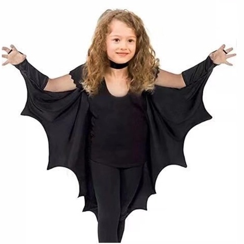 Mantello con Ali di Pipistrello per Halloween con Maschera per Bambini Costume da Pipistrello in Tessuto Nero per Festa Cosplay