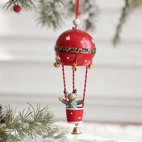Nordico Ferro Arte Mongolfiera Decorazione Appesa di Natale Babbo Natale Pupazzo di Neve Renna Albero di Natale Con Campane