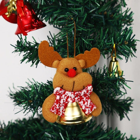 Pendentif Cloche de Noël en Tissu Dessin Animé Père Noël Bonhomme de Neige Élan Ours Ornements Suspendus Décoration de Noël