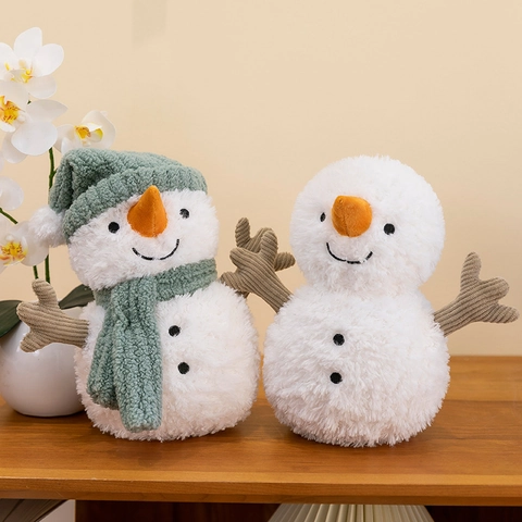 Simpatico Pupazzo Di Neve Di Natale Giocattolo Di Peluche Sami Morbida Bambola Con Cappello Verde E Sciarpa Per Decorazioni Casa Regalo