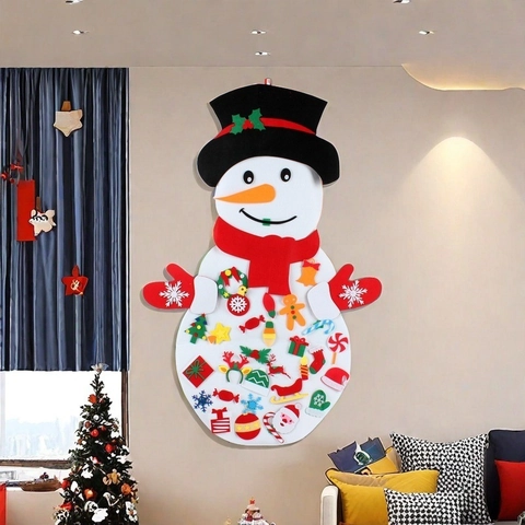 DIY Filz Weihnachtsbaum Set Für Kinder Mit Abnehmbaren Ornamenten Wandbehang Weihnachtsbaum Schneemann Deko Für Zuhause Geschenk