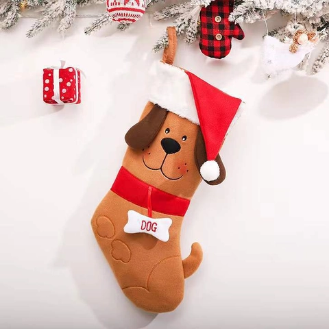 Calza di Natale a Forma di Osso di Cane Borsa Regalo Creativa a Forma di Cane in Tessuto Peluche Decorazione Appesa per Casa Festa