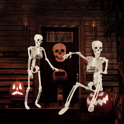 Halloween Skeleton Plastic Model Full Body With Movable Joints For Garden Haunted House Party Decor Hanging Poseable