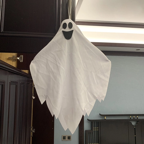 Halloween Decorazione Fantasma Appeso Bianco Spaventoso Sorriso Viso Stoffa Fantasma Pendente Per Cortile Portico Festa Atmosfera