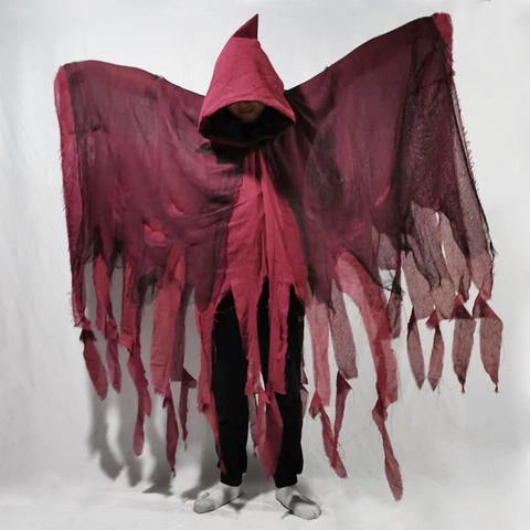 Mantello Con Cappuccio Di Halloween Fantasma Morte Vampiro Mantello Per Adulti Horror Cosplay Costume Festa Outfit Taglia Unica