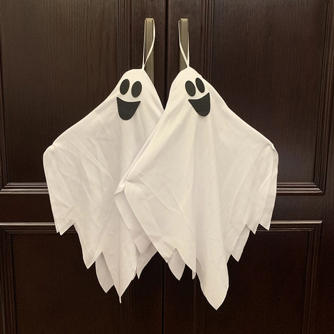 Halloween Hanging Ghost Decoration White Spooky Smile Face Fabric Ghost Pendant For Yard Porch Outdoor Party Atmosphere Decor