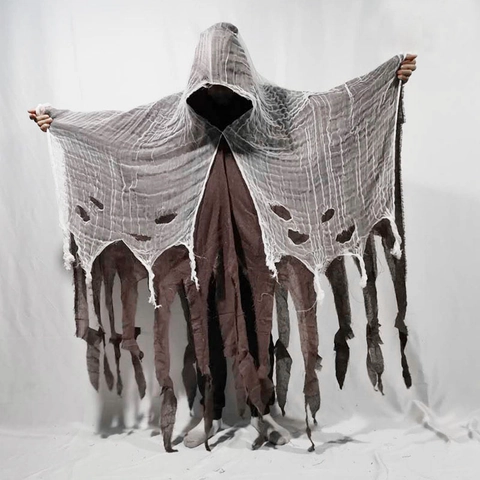 Mantello Con Cappuccio Di Halloween Fantasma Morte Vampiro Mantello Per Adulti Horror Cosplay Costume Festa Outfit Taglia Unica