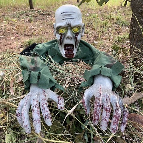 Halloween Elektrische Krabbelnde Zombie Requisite Mit LED Leuchtenden Augen Gruseliges Spukhaus Garten Party Horror Dekoration