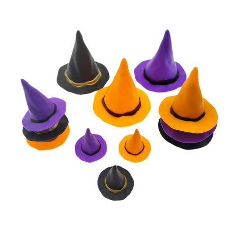 Mini Halloween Hexenhüte Dekoration Miniatur Kunststoff Zwergenhüte Für DIY Handwerk Schwarz Orange Lila Kleine Festhüte