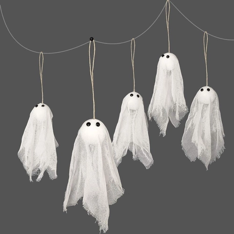 Σετ Διακόσμησης Φαντασμάτων Halloween Κρεμαστό Φάντασμα από Λευκή Γάζα για Εσωτερικό Εξωτερικό Χώρο Πάρτι Σπίτι Κήπο Διακόσμηση