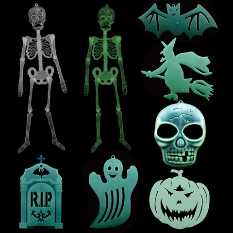 Halloween Luminous Skeleton Decoration Plastic Glow In The Dark Movable Joints For Party Haunted House Prop