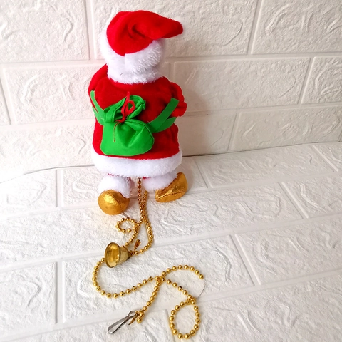 Electric Climbing Santa Claus On Gold Bead Chain Musical Christmas Tree Ornament Holiday Home Party Decor Toy For Kids