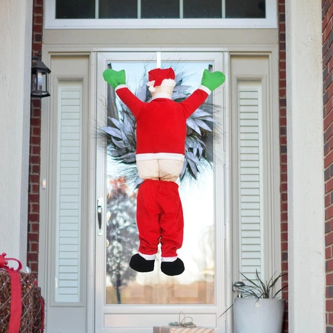 Divertente Babbo Natale Rampicante Decorazione Sospesa Con Sedere Nudo Novità Ornamento Natalizio Per Parete Porta Casa