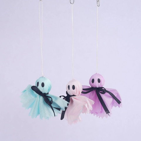 Simpatici Fantasmi Colorati di Halloween Decorazioni da Appendere Con Fiocco Nero Pendenti di Fantasmi in Garza per Feste in Casa Regali