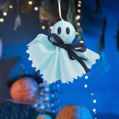 Simpatici Fantasmi Colorati di Halloween Decorazioni da Appendere Con Fiocco Nero Pendenti di Fantasmi in Garza per Feste in Casa Regali