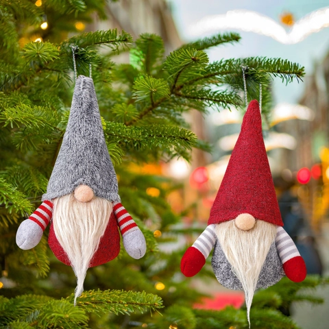 Noordse Kerstkabouter Hangend Ornament Pluche Gezichtsloze Pop Met Gestreepte Mouwen Handgemaakte Stijl Feestelijke Boomdecoratie