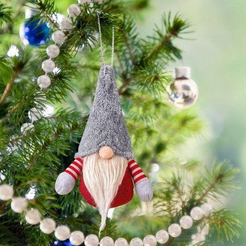 Noordse Kerstkabouter Hangend Ornament Pluche Gezichtsloze Pop Met Gestreepte Mouwen Handgemaakte Stijl Feestelijke Boomdecoratie