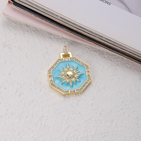 Vintage Bohemian Tarot Card Pendant Copper Gold Plated Enamel Evil Eye Hummingbird DIY Jewelry Accessory Necklace Charm