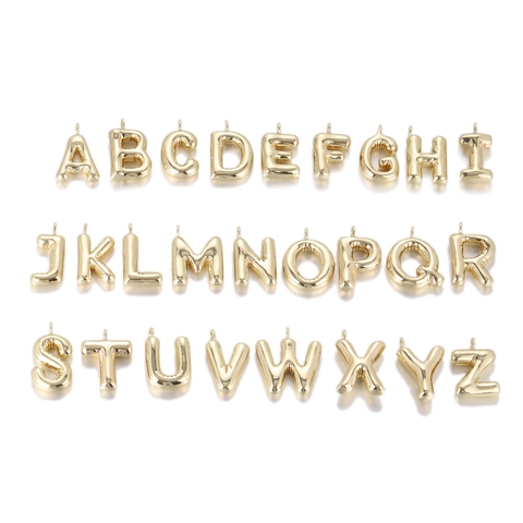 Μενταγιόν Γράμμα Αλφάβητου Μπαλόνι Χρυσό Επιμεταλλωμένο Χάλκινο Φούσκα Charm για DIY Κολιέ Γυναικεία Κοσμήματα