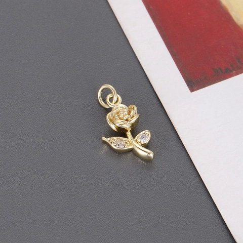 Copper Rhinestone Pendant Charm For DIY Jewelry Making Necklaces Heart Rose Flower Skull Lips Design For Women Gift