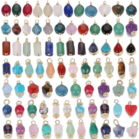 Natuursteen Geometrische Hanger DIY Sieraden Maken Accessoires Met Vergulde Legering Haak Kwart Amethist Voor Vrouwen
