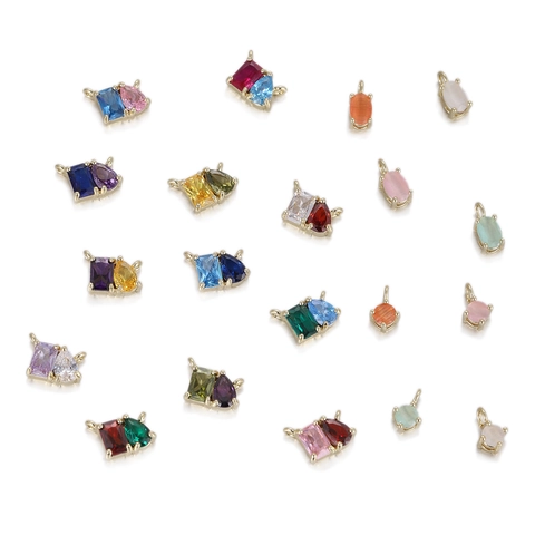 Copper Zirconia Colorful DIY Geometric Pendants Oval Round Waterdrop Jewelry Making Charms Accessory for Necklace Bracelet