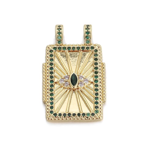 Bohemian Vintage Tarot Card Pendant Necklace For Women Copper Gold Plated Evil Eye Heart Moon Star Enamel Rhinestone DIY Jewelry Charms