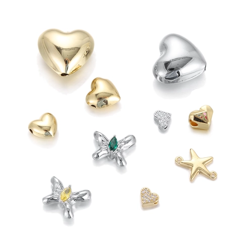 DIY Kupfer Herz Schmetterling Seestern Anhänger Für Schmuckherstellung Zirkonia Eingelegte Vergoldete Versilberte Charms Ohne Kette