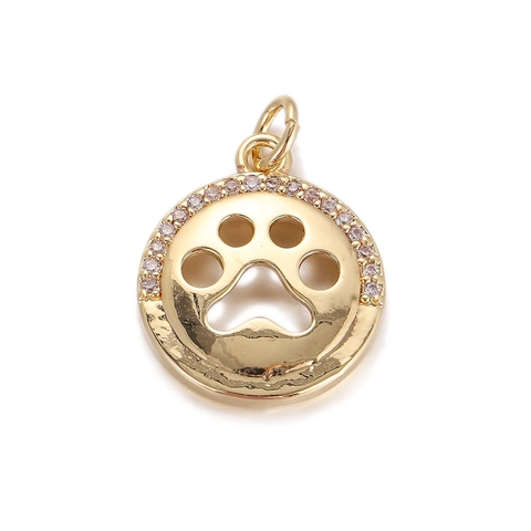 Copper Zirconia Pendants Girl Moon Heart Star Paw Print DIY Necklace Earring Making Gold Plated Jewelry Accessories