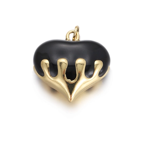 DIY Jewelry Making Black Enamel Charms Gold Plated Copper Heart Cowboy Boot Hat Eye Pendant Only (Without Chain)