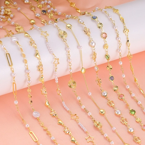 Stainless Steel DIY Jewelry Chain For Necklace Bracelet Making With Artificial Pearl Butterfly Heart Charms Handmade Accessory