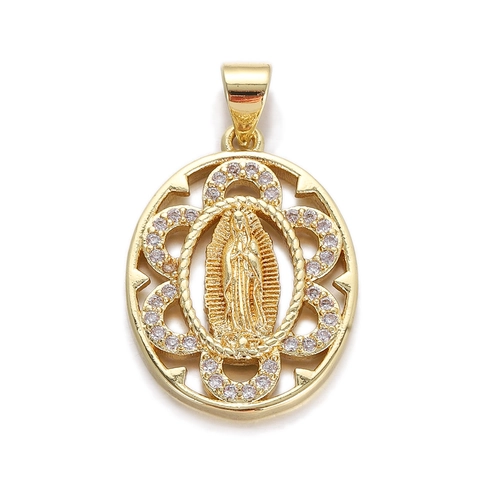 Religiöser Kupfer Vergoldeter Zirkonia Anhänger Jungfrau Maria St. Judas Kreuz Charm Für DIY Schmuck Halskette Armband Herstellung