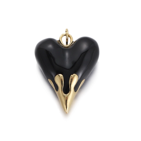 Fashion Copper Lava Heart Pendant Enamel Drip Oil Liquid Metal Design Peach Heart Charm For DIY Necklace Bracelet Accessory