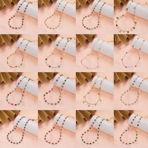 Stainless Steel Evil Eye Pendant Necklace For Women Men Gold Plated Star Heart Hamsa Hand Charm Minimalist Boho Jewelry