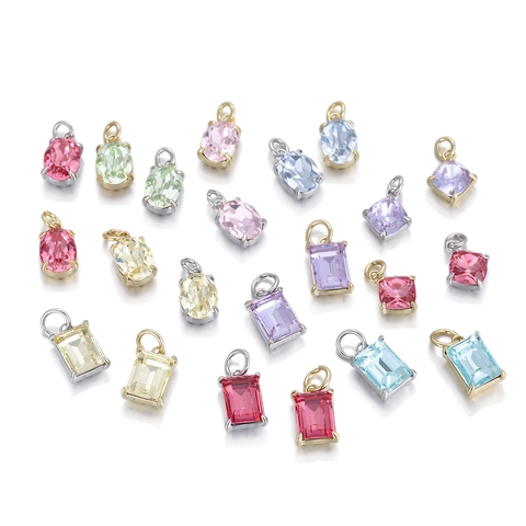 Geometric Copper Rhinestone Pendant For DIY Jewelry Making Necklaces Earrings Accessories Rectangle Oval Square Charms