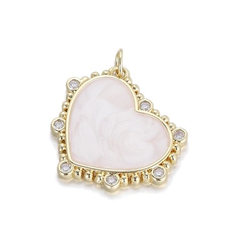 Hip Hop Colorful Enamel Heart Feather Gesture Pendant Copper Gold Plated Zirconia DIY Necklace Jewelry Making Accessories