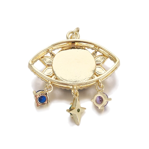 Copper 14K Gold Plated Evil Eye Pendant For Women Rhinestone Turkish Blue Eye Charm Bohemian Fashion Jewelry Accessory Gift