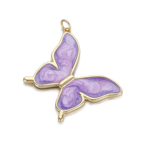 Colgantes de Mariposa y Hoja de Esmalte Colorido Aceite de Goteo Cobre Chapado en Oro Charms para DIY Collar Pulsera Pendiente Joyería Hallazgos Regalo