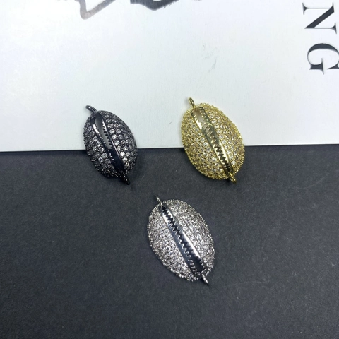 Pendientes de Aleación de Cobre Forma de Concha Cauri Con Circonia Incrustada Para Creación de Joyas Mujer Conectores Bricolaje Accesorios