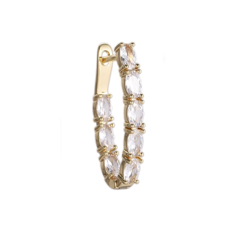 Orecchini a Cerchio in Rame alla Moda per Donna Placcati in Oro Geometrici a Cuore Serpente con Strass Gioielli
