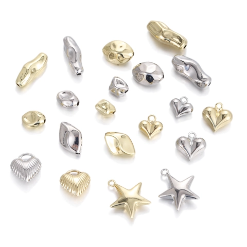 DIY Jewelry Making Accessories Gold Silver Plated Copper Star Heart Irregular Spacer Beads Pendants For Necklace Bracelet Findings Women Gifts