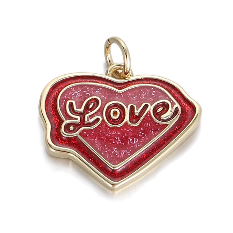 Copper Heart Love Pendant Enamel Charms For Jewelry Making Mothers Day Rhinestone Letter Flower DIY Necklace Accessories